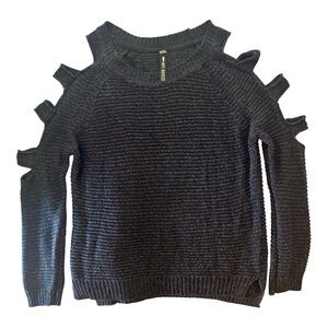 Design Lab Lord & Taylor Navy Shoulder Cutout Sweater